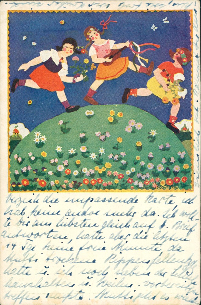 vintage Postcard from 1932: Künstlerkarte aus der Jugendkunstklasse Prof Cizeks Wien:: 