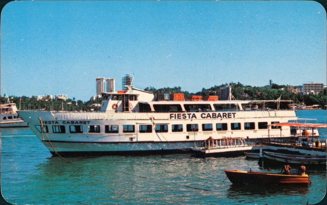 vintage Postcard from 1960: Yate Fiesta Cabaret Yacht Fahrgastschiff Anlegestelle:: Acapulco de Juárez