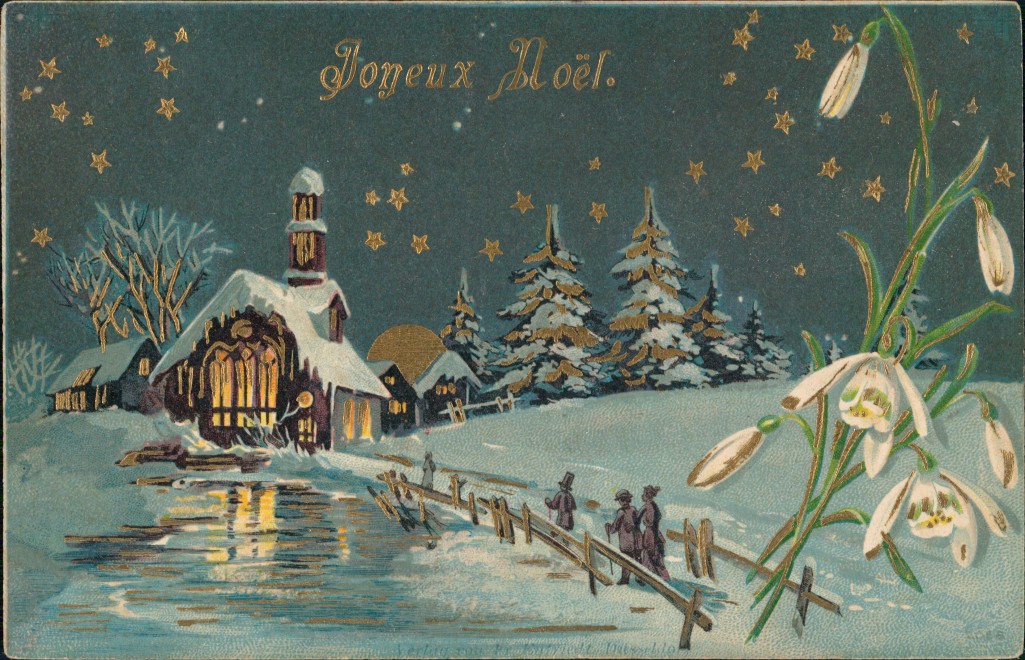 vintage Postcard from 1900: Glückwunsch Grußkarte Weihnachten Joyeux Noel (Frankreich):: 