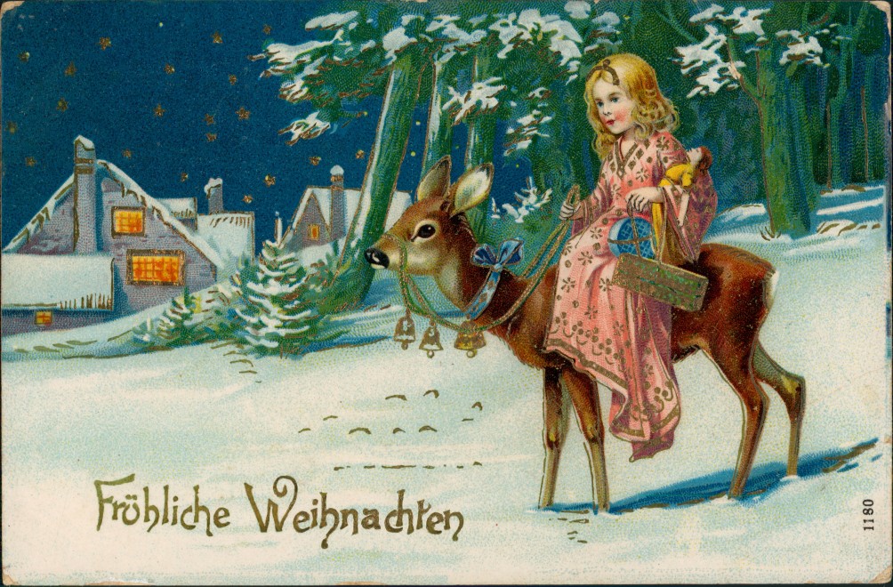 vintage Postcard from 1911: Glückwunsch Grußkarte Weihnachten Christmas Noel:: 