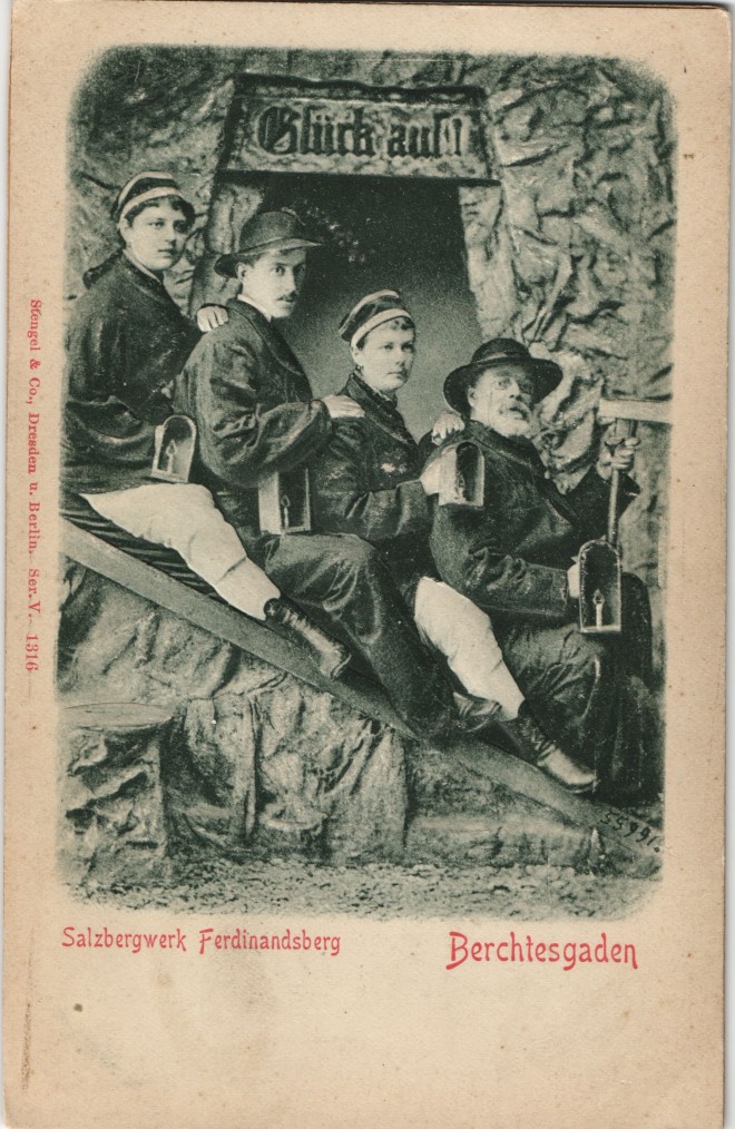 vintage Postcard from 1900: Salzbergwerk Ferdinandsberg "Glück auf" Bergmannsgruss:: 