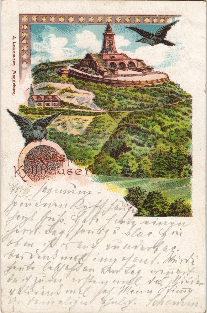 vintage Postcard from 1898: Kaiser-Friedrich-Wilhelm - VÖGEL:: Kelbra (Kyffhäuser)