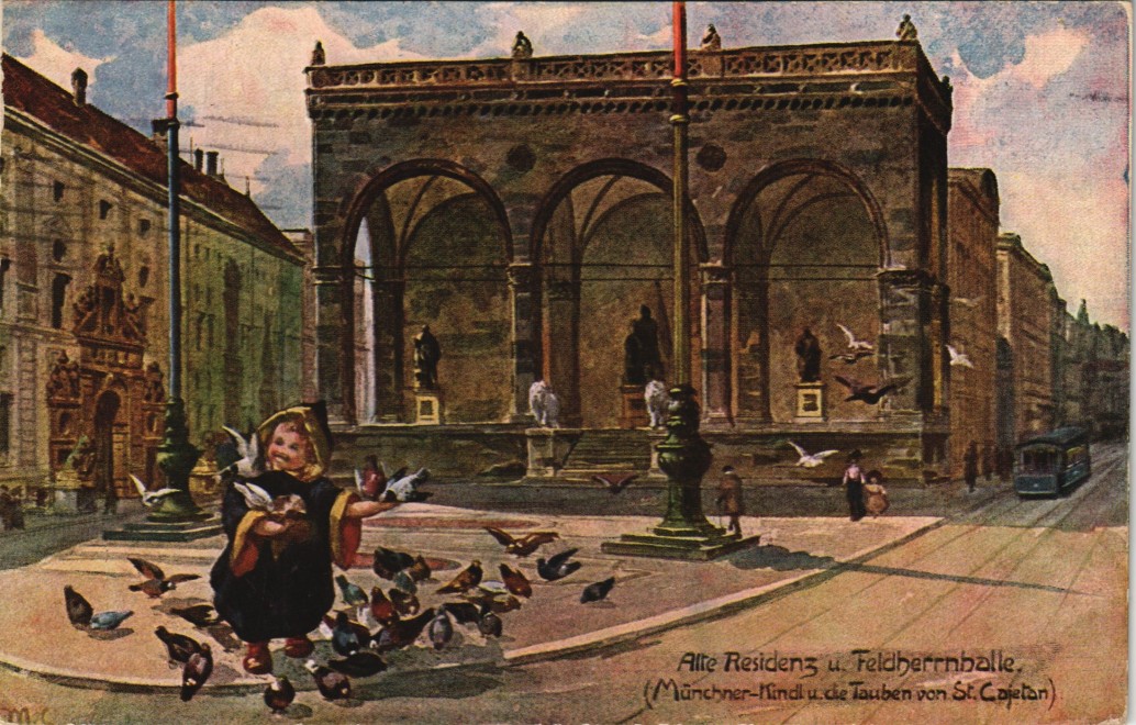 vintage Postcard from 1933: Alte Residenz Stadtschloss a.d. Feldherrnhalle:: Munich