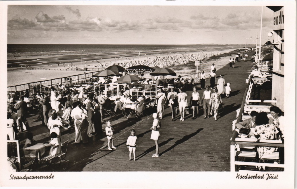 vintage Postcard from 1936: Strandpromenade:: Juist
