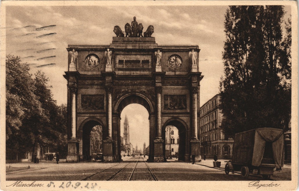 vintage Postcard from 1928: Siegestor, LKW:: Munich