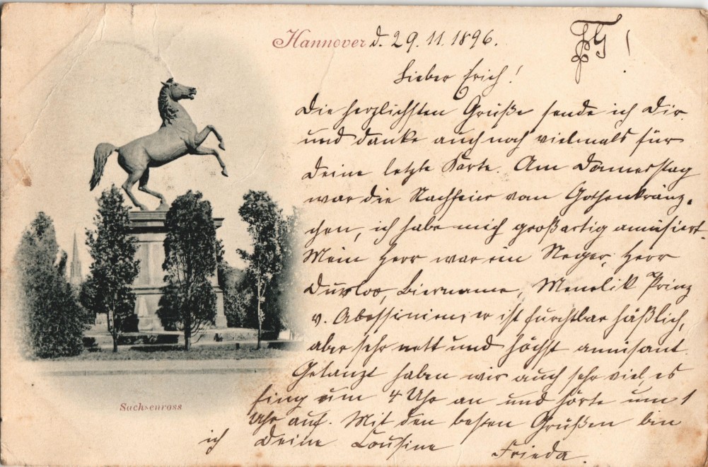 vintage Postcard from 1896: Sachsenross:: Hanover