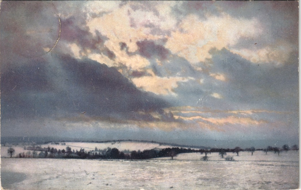 vintage Postcard from 1907: Winter-Ansichtskarten (Schnee/Eis) / Stimmungsbild Photochromie Wolken:: 