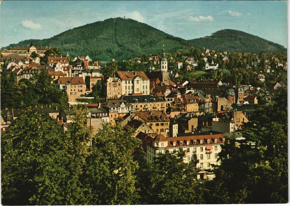vintage Postcard from 1970: Stadt Panorama mit Blick zum Merkur:: Baden-Baden