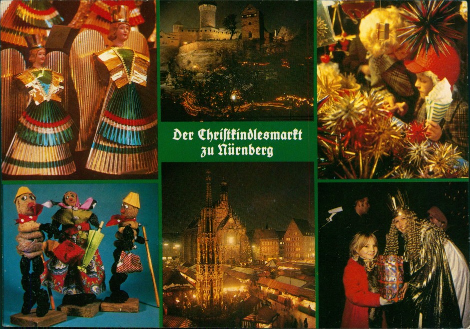 vintage Postcard from 1987: Christkindles-Markt, Weihnachtsmarkt, Weihnachtsengel, Mehrbild-AK:: Nuremberg