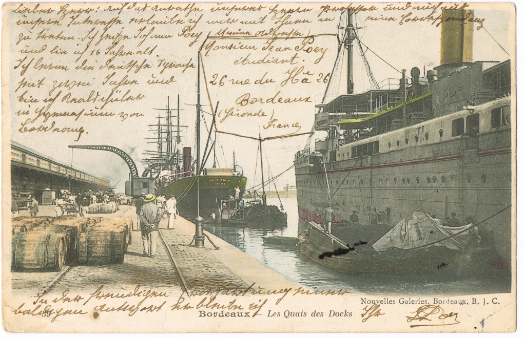 vintage Postcard from 1904: Hafen, gel. ü. Shanghai n. Stempel Tsingtau Kiautschou Kolonie:: Bordeaux