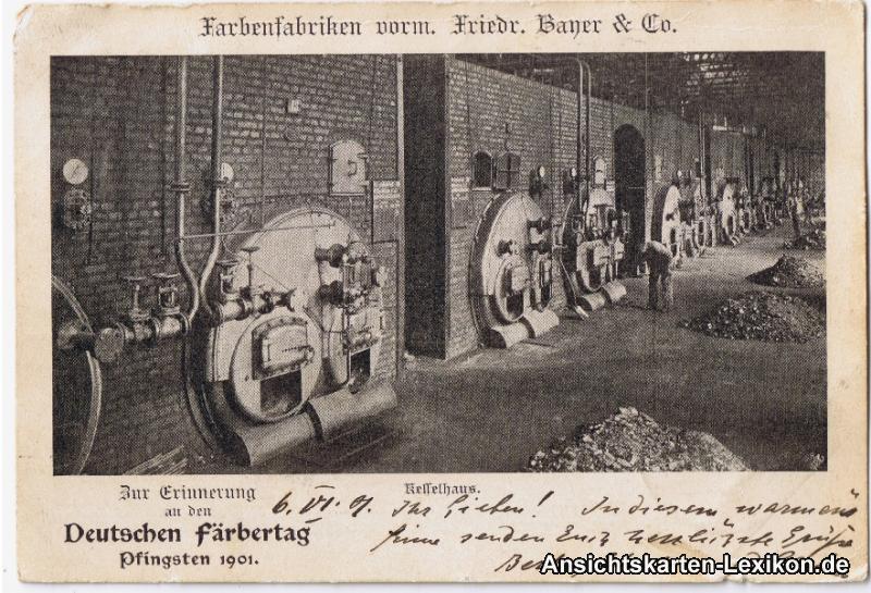 vintage Postcard from 1901: Farbenfabriken vorm Friedrich Bayer & Co - Kesselhaus:: Wiesdorf-Leverkusen