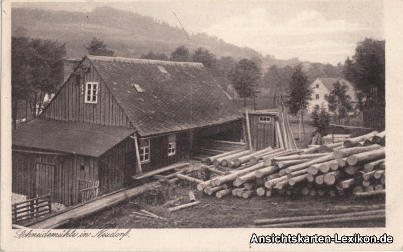 vintage Postcard from 1919: Schneidemühle:: Neudorf (Erzgebirge)