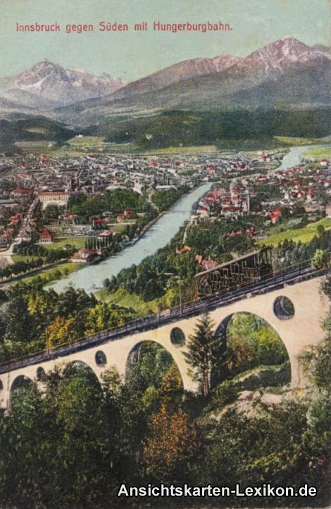 vintage Postcard from 1925: gegen Süden mit Hungerburgbahn:: Innsbruck