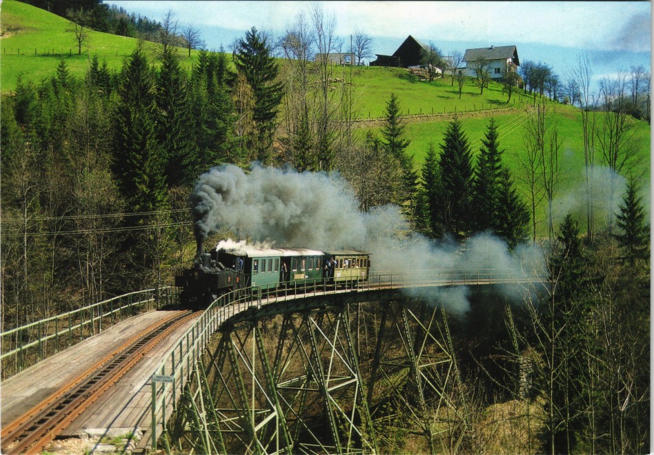 vintage Postcard from 2000: ÖTSCHERLAND-EXPRESS Ybbsthalbahn Bergstrecke Kienberg Gaming Lunz am See:: .Österreich