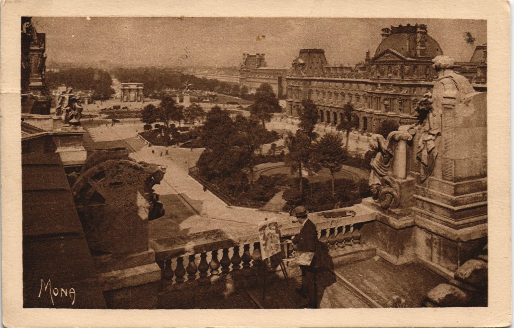 vintage Postcard from 1930: Perspective sur les Jardins:: Paris