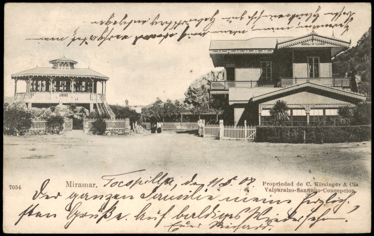 vintage Postcard from 1908: Villa u. Pavillon:: Miramar-Viña del Mar