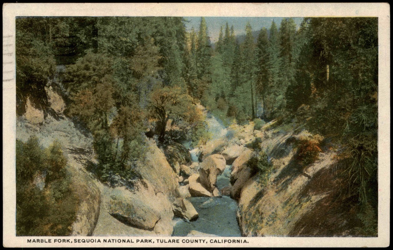 vintage Postcard from 1928: MARBLE FORK, SEQUOIA NATIONAL PARK, TULARE COUNTY, CALIFORNIA:: Kalifornien Allgemein