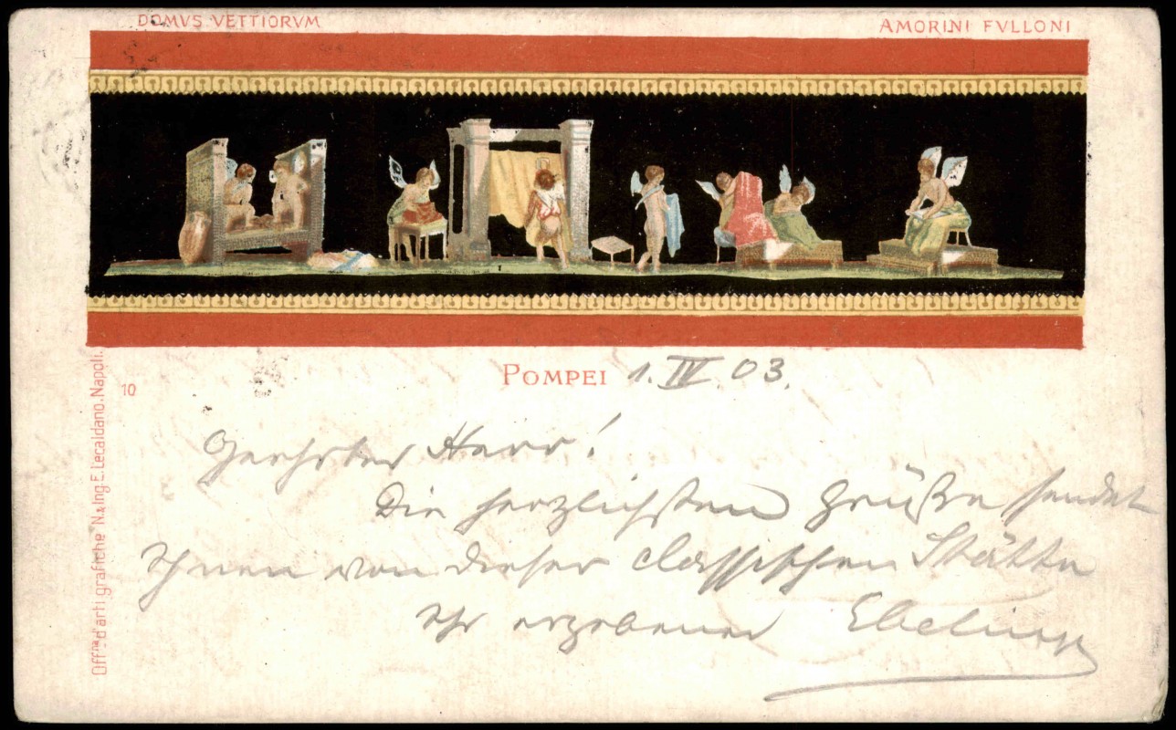 vintage Postcard from 1903: Pompei (farbige künstlerische Darstellung mit Engel):: Pompei