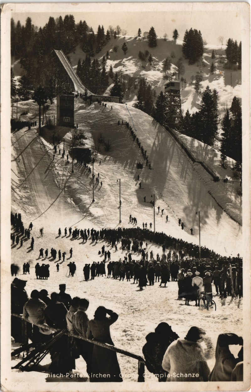 vintage Postcard from 1936: Olympia Skistation Sprungschanze Wettkampf:: Garmisch-Partenkirchen