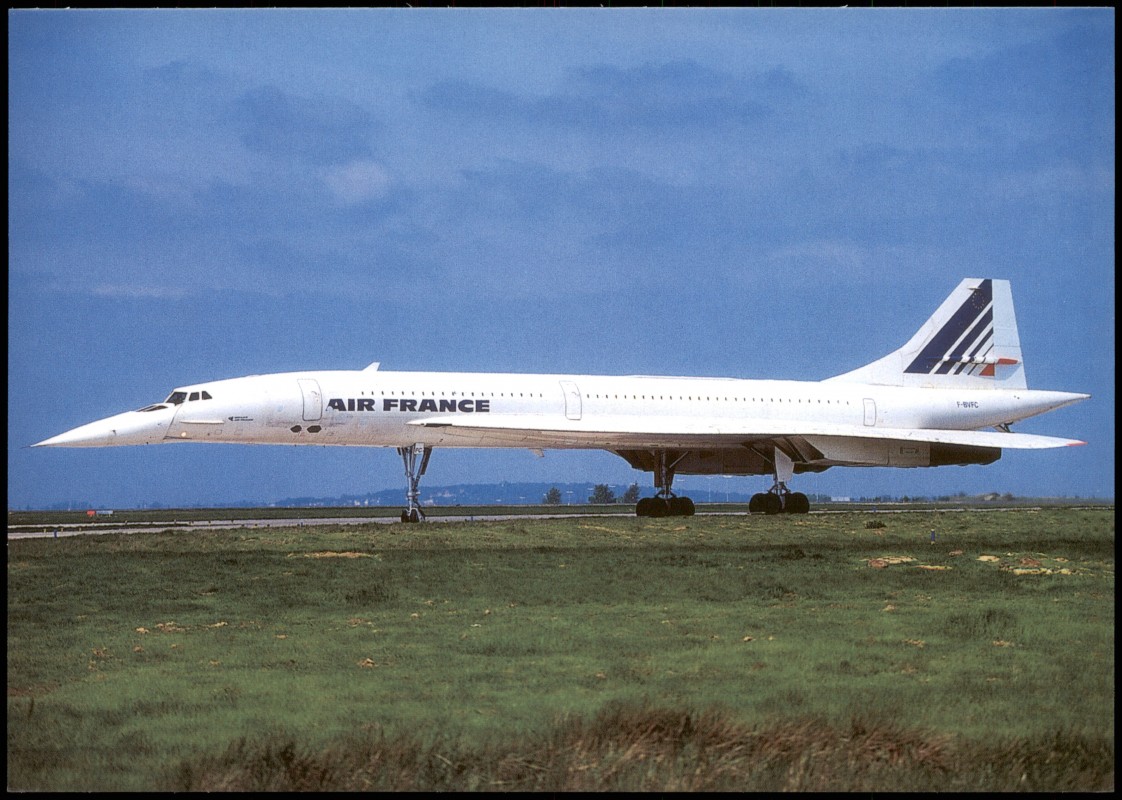 vintage Postcard from 1998: Air France Concorde Paris Charles de Gaulle:: 