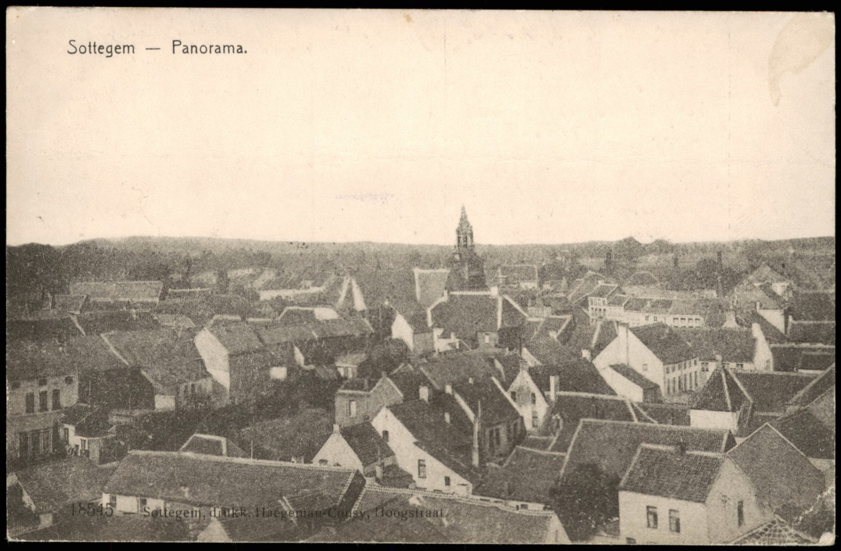 vintage Postcard from 1918: Panorama-Ansicht:: Zottegem (Sottegem)