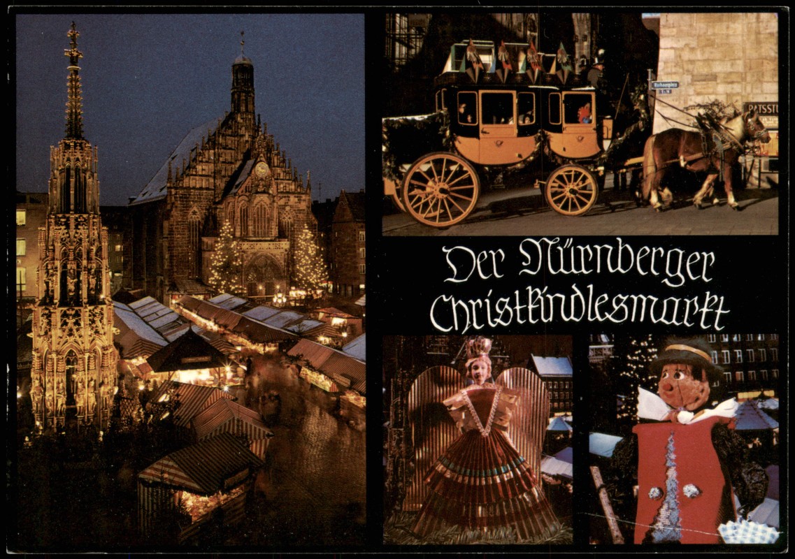 vintage Postcard from 1978: Christkindles-Markt, Weihnachtsmarkt bei Nacht:: Nuremberg