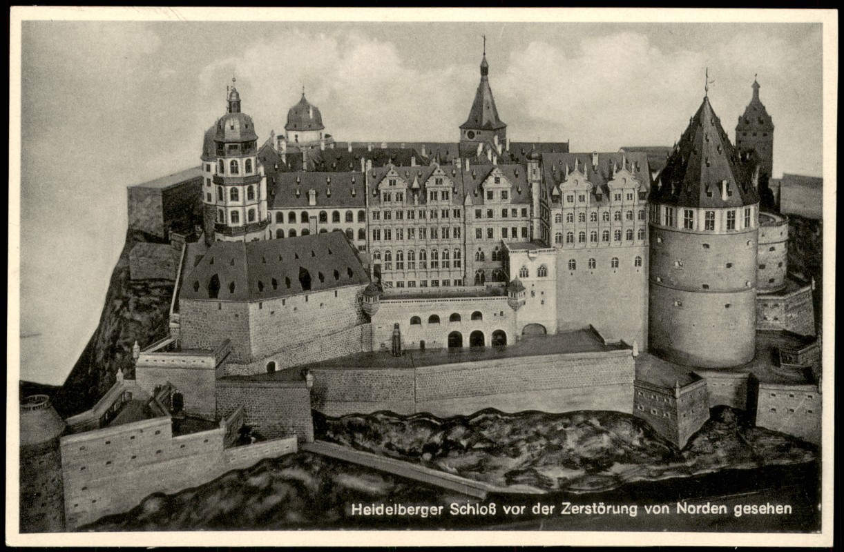 Heidelberger Schlo Vor Der Zerst Rung Von Norden Gesehen Heidelberg Ansichtskarten Lexikon