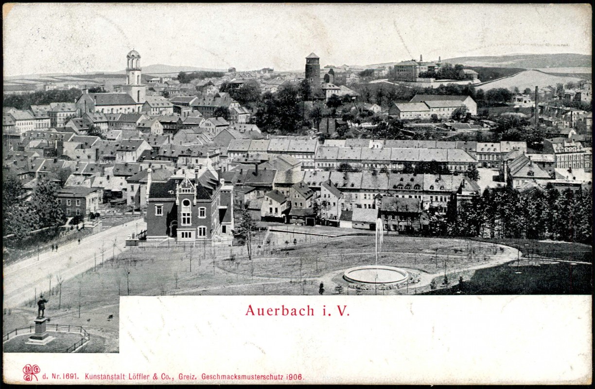 Echtfoto Serie Luftbilder 4 Stück kompl Ansichtskarten Auerbach