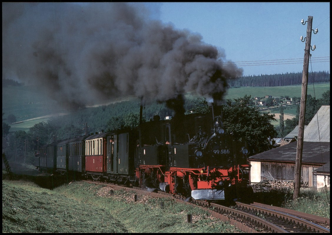 Schmalspur-Dampflokomotive 99 1746 Postkarte Viadukt an der Talsperre Malter 