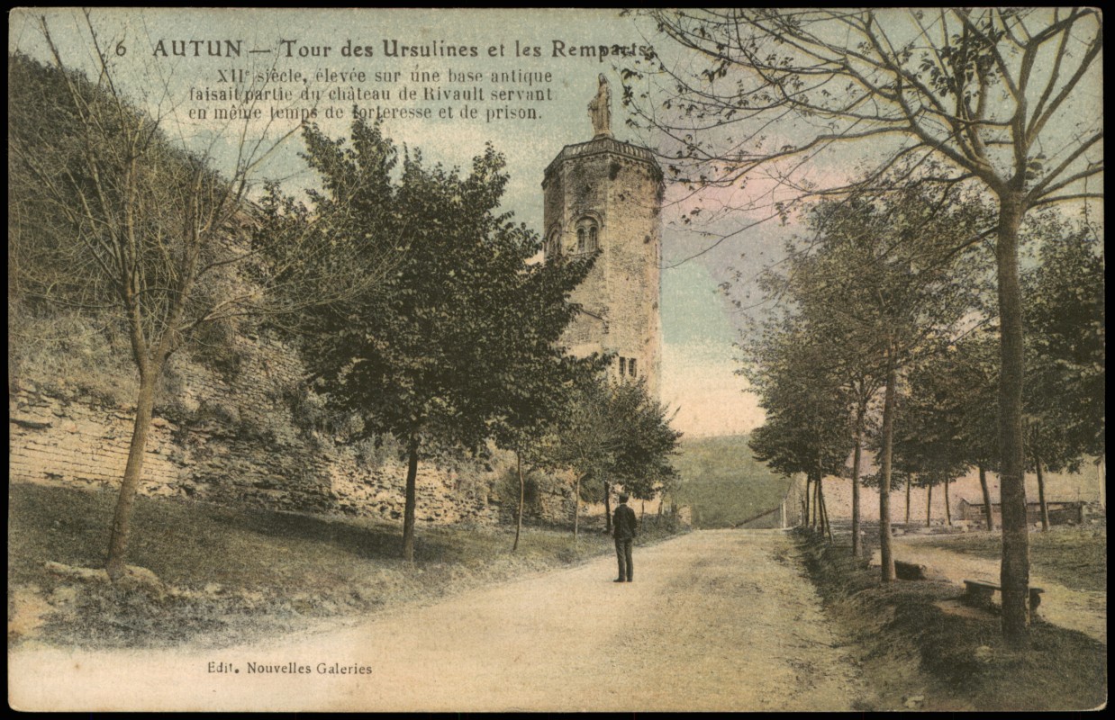 vintage Postcard from 1910: Tour des Ursulines, Turm-Gebäude:: Autun