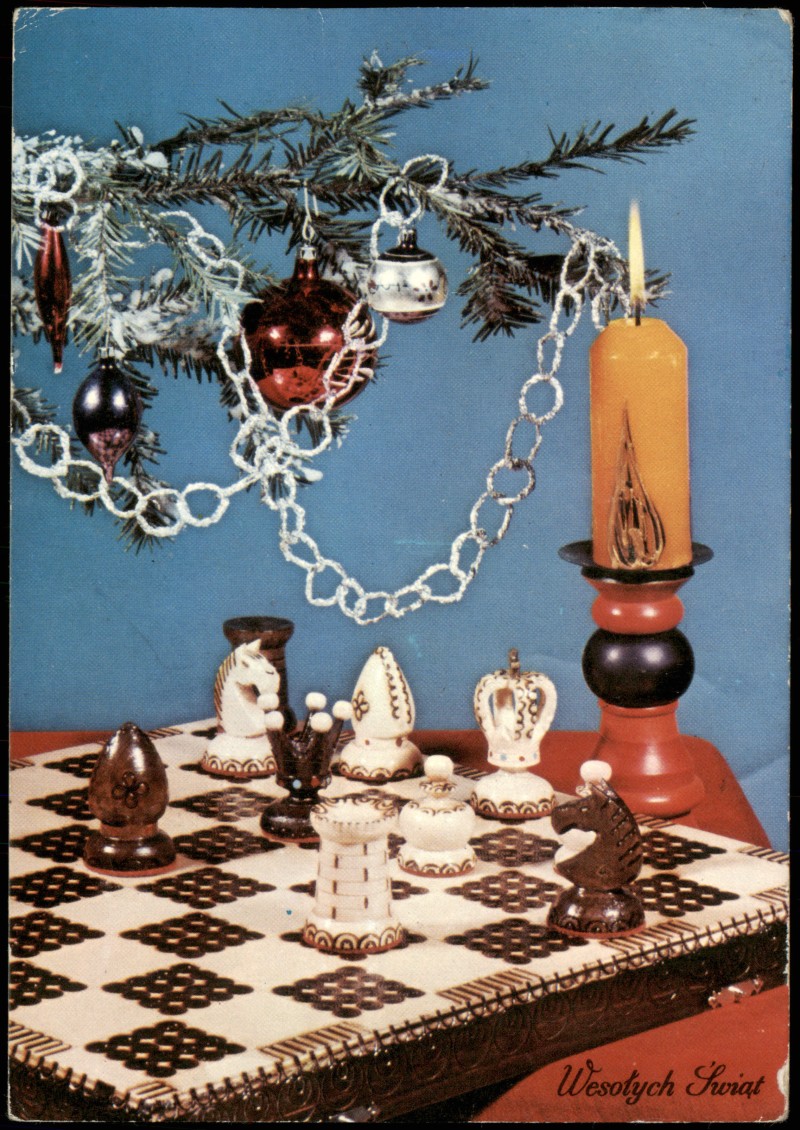 vintage Postcard from 1975: Weihnachten - Christmas Schach Chess - Spiel  vw Fernschach:: 