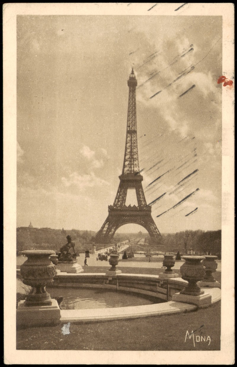 vintage Postcard from 1929: Eiffelturm, Tour Eiffel:: Paris