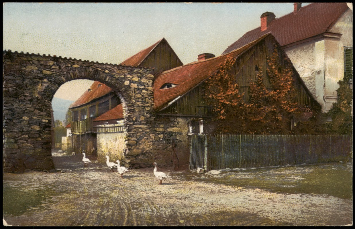 vintage Postcard from 1911: Stimmungsbild Natur & Landschaft Dorf-Idylle Hof Photochromie Serienkarte:: 