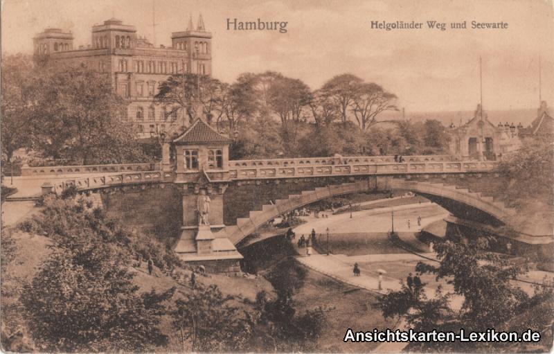 vintage Postcard from 1918: Helgoländer Weg und Seewarte:: St. Pauli-Hamburg