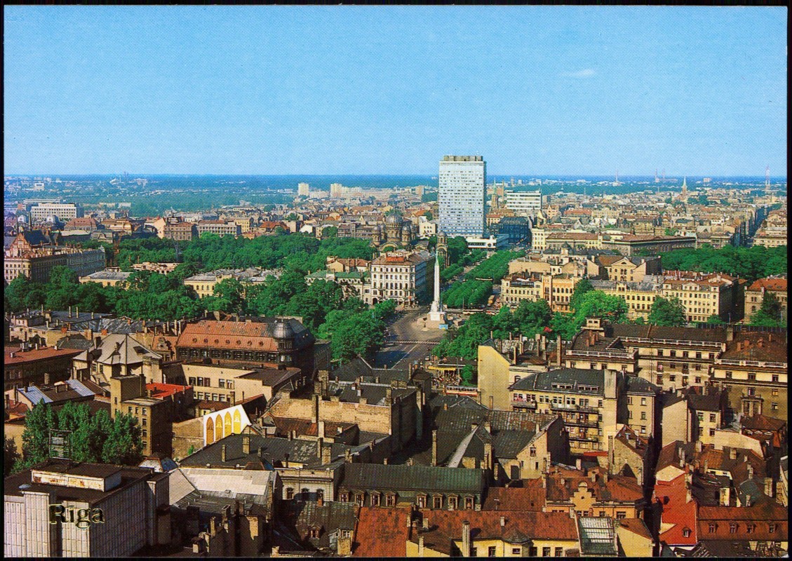 vintage Postcard from 1985: Panorama-Ansicht Stadt-Ansicht:: Rīga  Ри́га