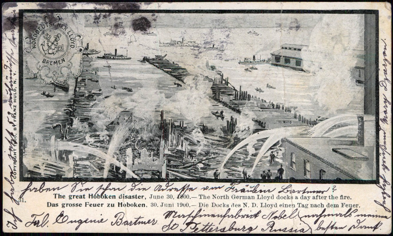 vintage Postcard from 1901: Hafen Disaster Brand:: 