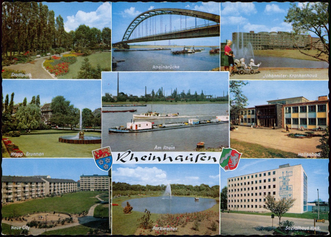 vintage Postcard from 1982: Hafen, Neue City, Sozialhaus HWR:: Rheinhausen-Duisburg