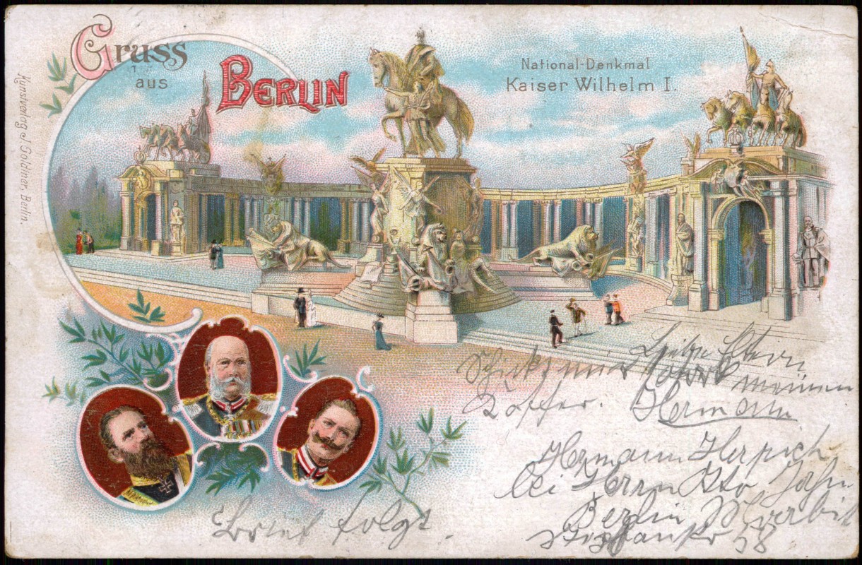 vintage Postcard from 1897: Kaiser-Wilhelm-Nationaldenkmal MB:: Mitte-Berlin