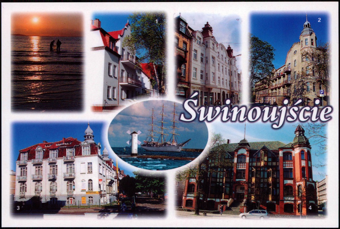 vintage Postcard from 2002: Sanatorium Baltyk Hotel Wisus Sanatorium Energetyk Hotel Temida:: Świnoujście