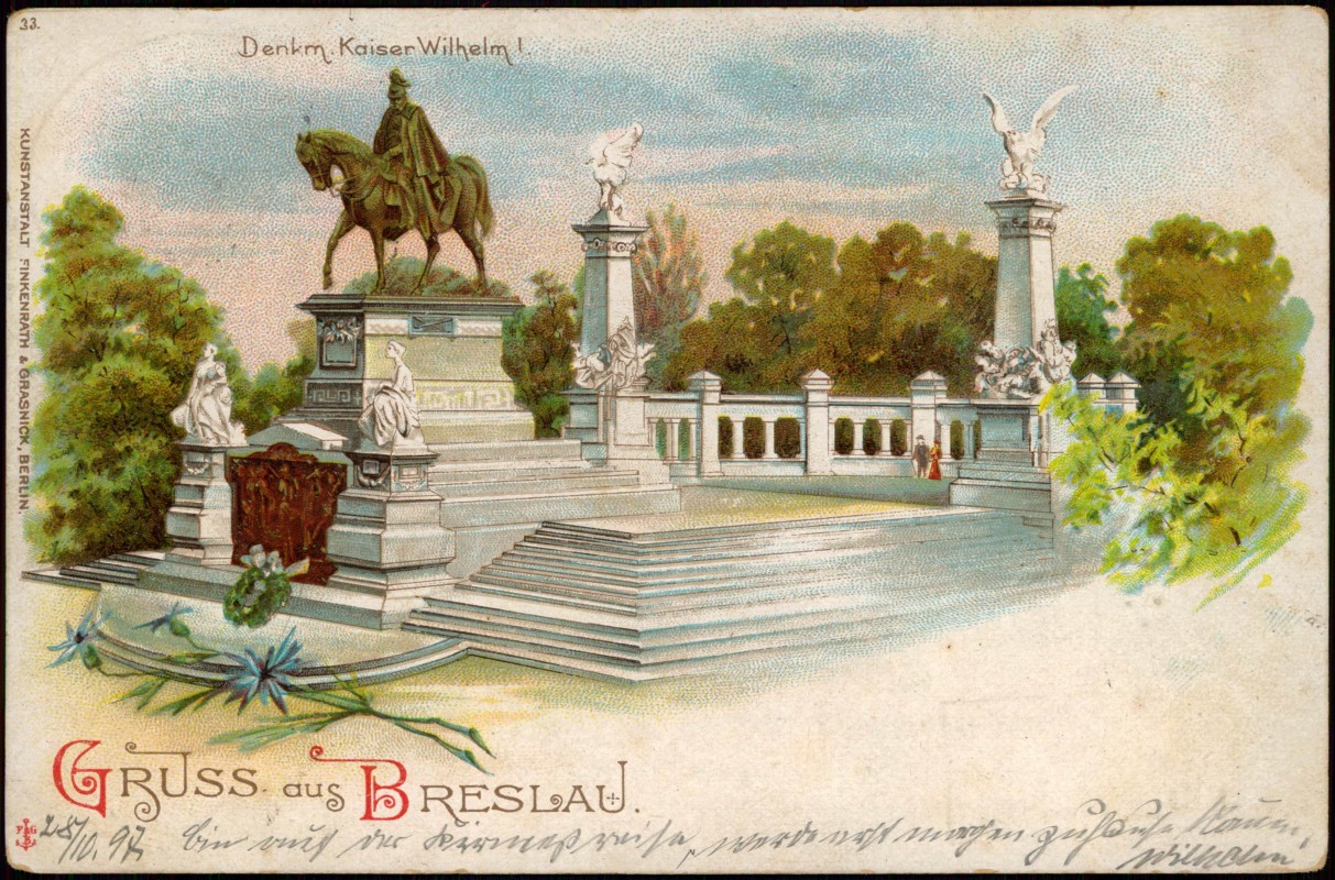 vintage Postcard from 1897: Kaiser Wilhelm I. Denkmal, Litho:: Lichterfelde-Berlin