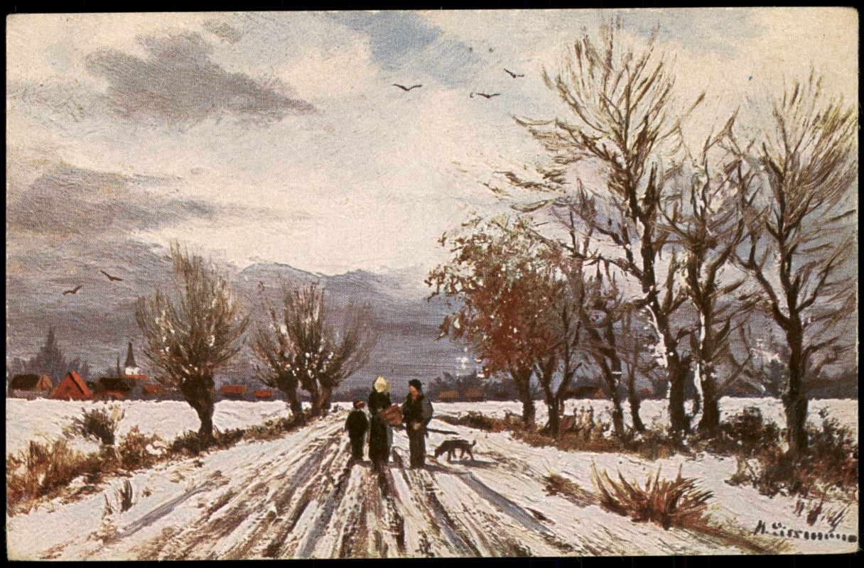 vintage Postcard from 1920: Winter-AnsichtskartSchnee/Eis Stimmungsbild:: 