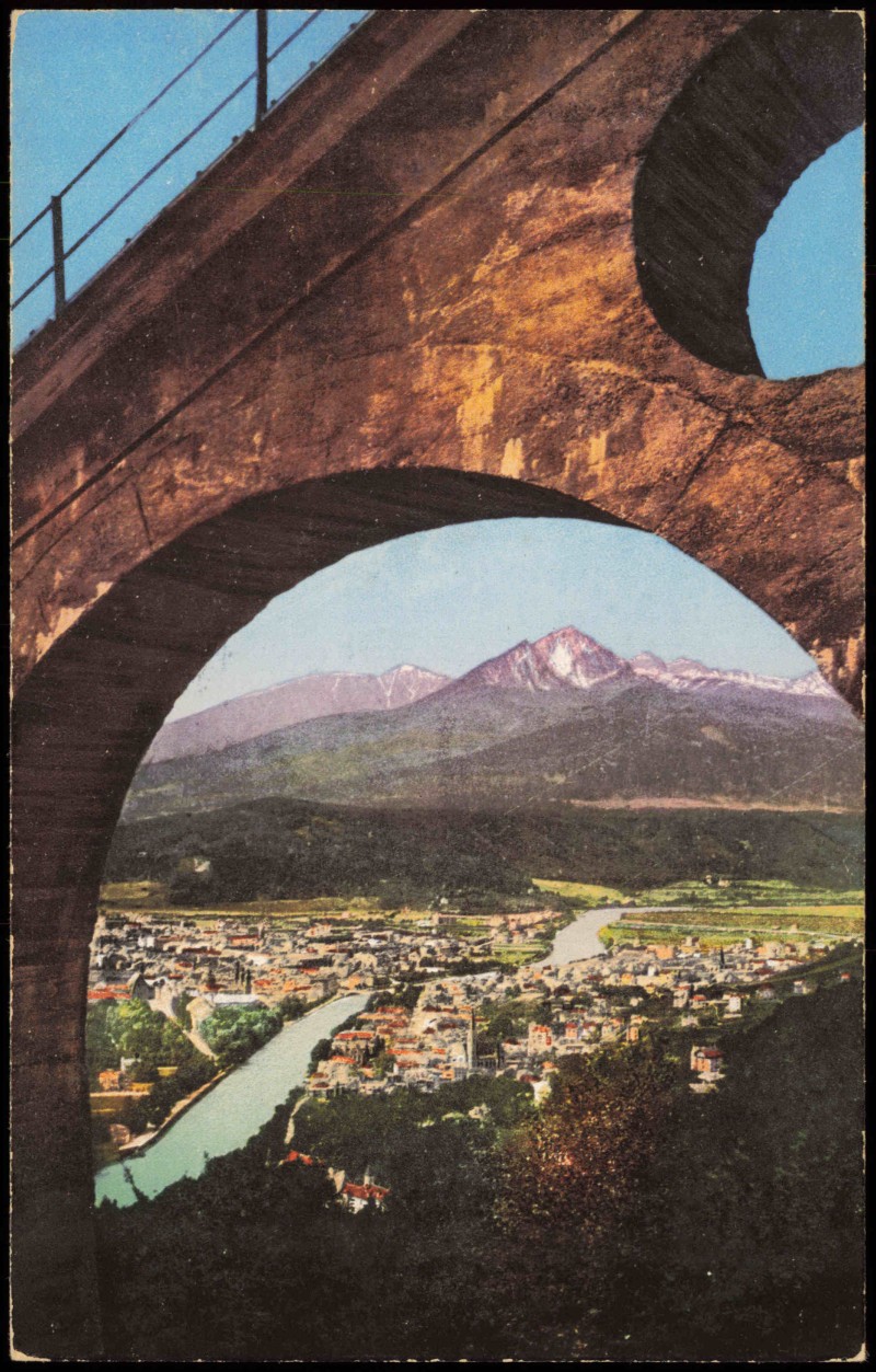 vintage Postcard from 1912: durch den Viadukt der Hungerburgbahn.:: Innsbruck