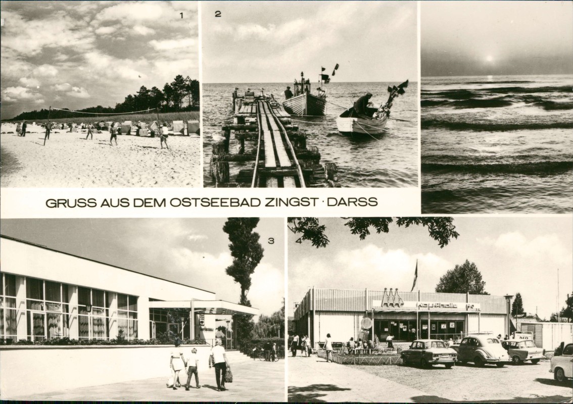 DDR Mehrbild AK Mit Fischerstrand HO Kaufhalle Uvm Zingst 