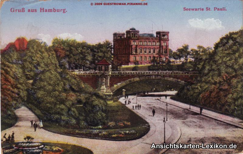 vintage Postcard from 1920: Seewarte St. Pauli:: St. Pauli-Hamburg