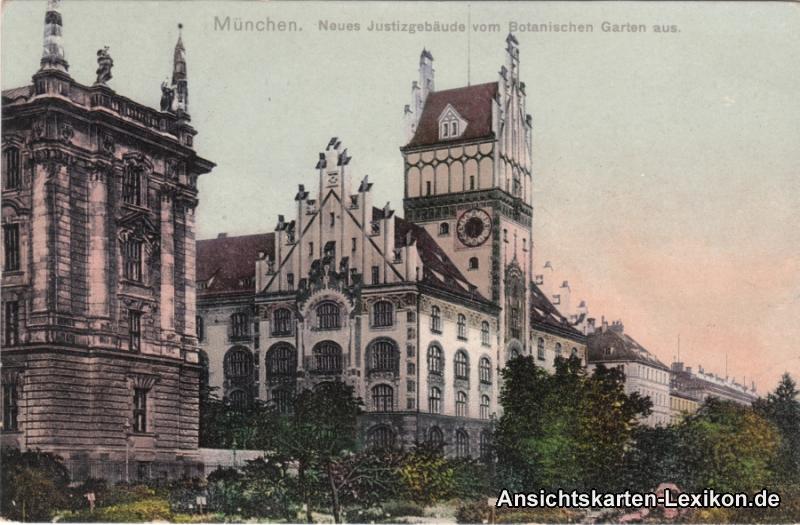 vintage Postcard from 1922: Neues Justizgebäude vom Botanischen Garten aus:: Maxvorstadt-Munich