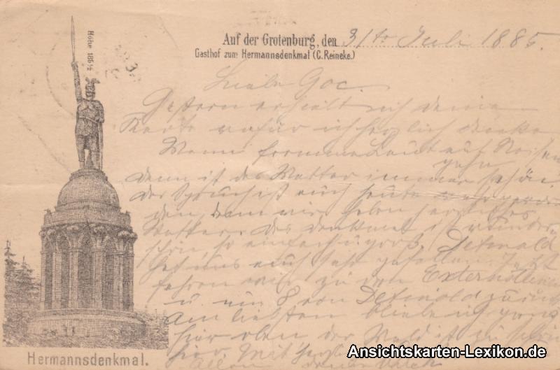 vintage Postcard from 1885: Hermanns-Denkmal - Vorläufer AK:: Hiddesen-Detmold