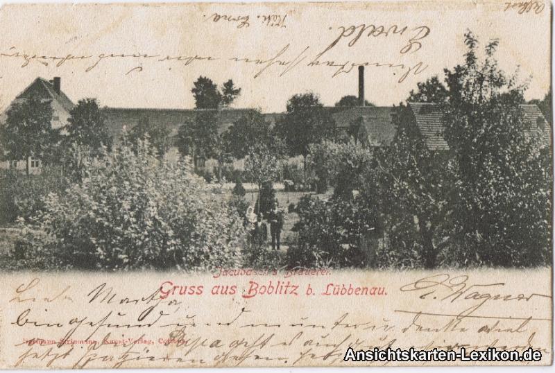 vintage Postcard from 1903: Jacubaschs Brauerei:: Boblitz-Lubnjow