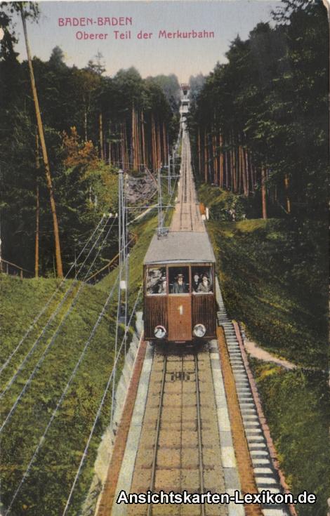 vintage Postcard from 1918: Oberer Teil der Merkurbahn:: Baden-Baden