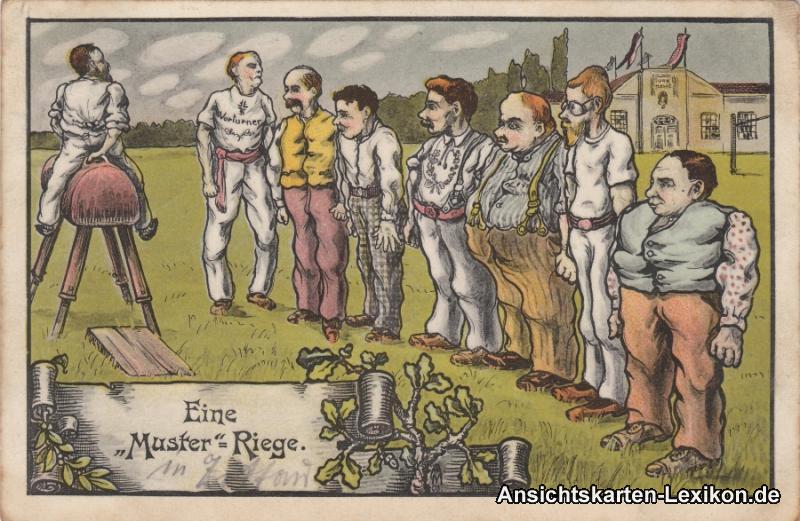 vintage Postcard from 1910: Eine >Muster< - Riege:: 