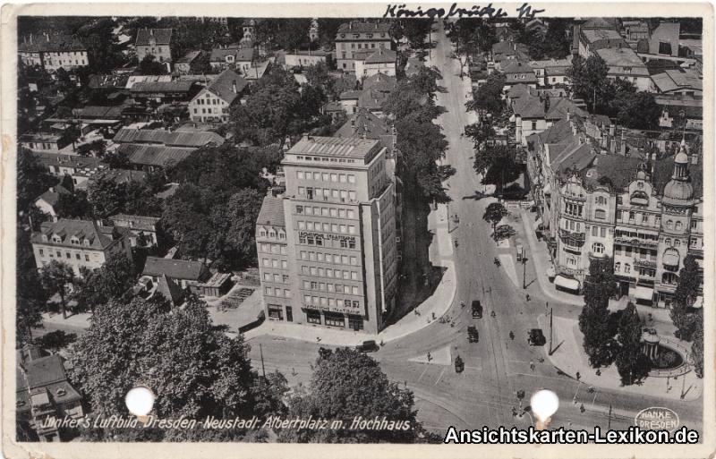 Luftbild Albertplatz und Königsbrückerstraße Innere NeustadtDresden